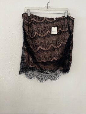 Free People Black Lace Overlay Bandeau with Nude Lining